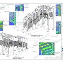 3D Views on External Escape Stairs with Details. Detailed By SDS Steel Design LTD.-1