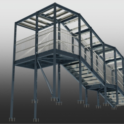 Underside View on External Escape Stairs. Detailed by SDS Steel Design LTD.