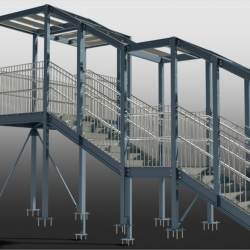 View on External Excape Stair from Side. Detailed by SDS Steel Design LTD.