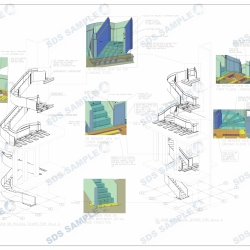 3D Views and Details on Folded Plate Stairs. Detailed by SDS Steel Design LTD-1