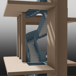 Inside View on Stairscase Connected to Concrete. Detailed by SDS Steel Design LTD