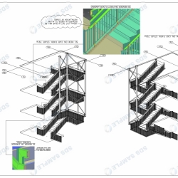 Ikea Car Park Stairs 3D Views. Detailed by SDS Steel Design LTD.-1