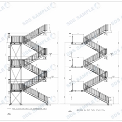 Ikea Car Park Stairs Side Elevation & Section View. Detailed by SDS Steel Design LTD.-1