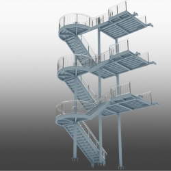 Underside of External Staircase with Balustrading. Detailed by SDS Steel Design LTD. matt