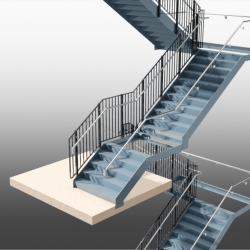 Balustrading & Handrail on Existing Staircase with Landing. Detailed by SDS Steel Design LTD