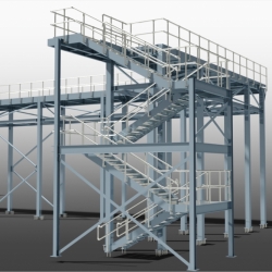 Elevation on Gantry Staircase with Balustrading. Detailed by SDS Steel Design LTD