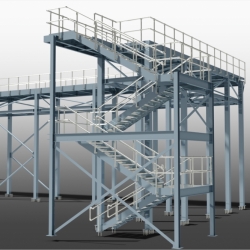 Elevation on Gantry Staircase with Balustrading. Detailed by SDS Steel Design LTD